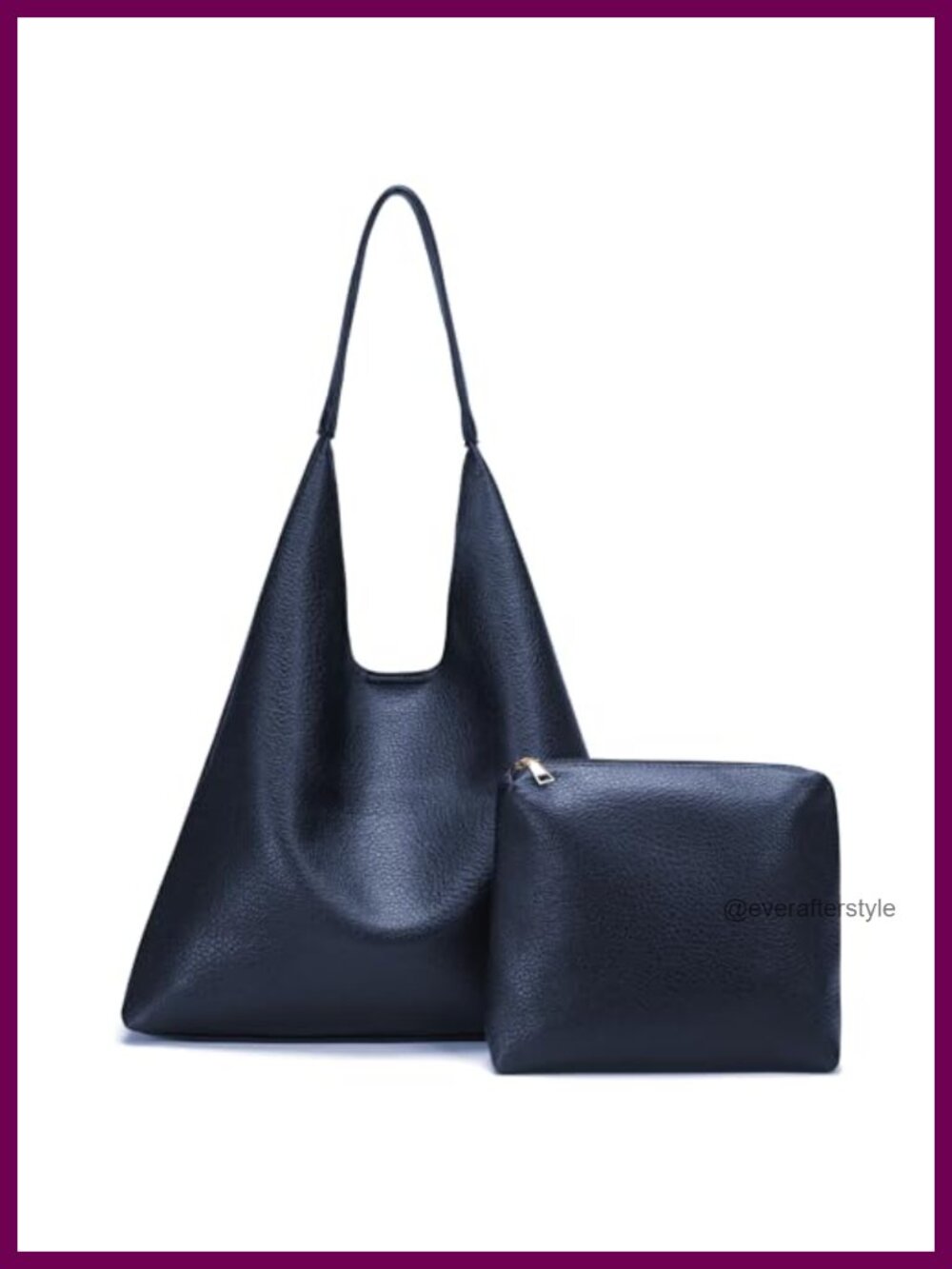 Slouchy Hobo Bag Faux Leather Shoulder Handbag Tote with Cosmetic Bag